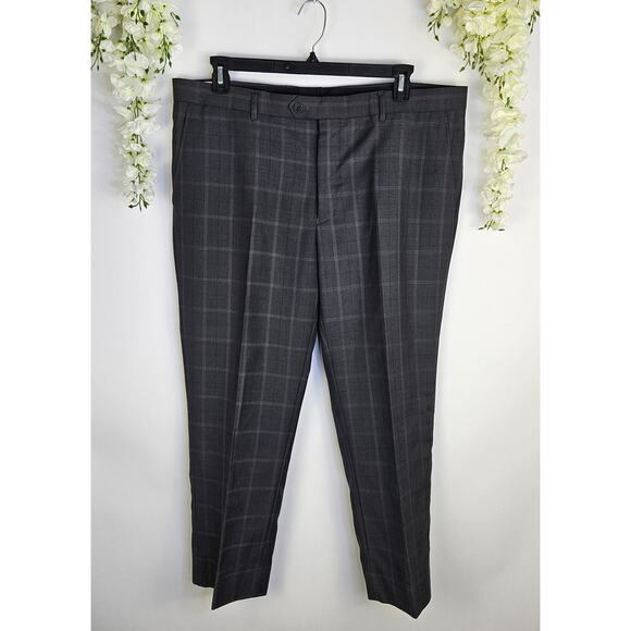 Bertolini Smart Wool Silk Blend Men’s Suit Jacket 46R Pants 40W 46/40 Windowpane - Picture 4 of 16